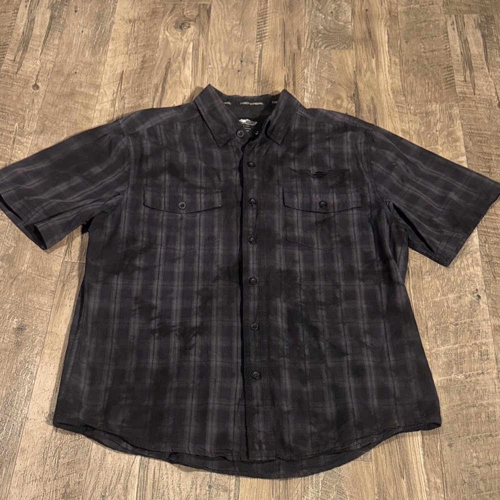Harley-Davidson Dark Plaid Button Down Shirt - Size L